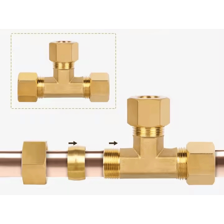5 PCS – 1/4" Brass Compression Fitting Tee Union Grab Kit - Twin Eagle Imports