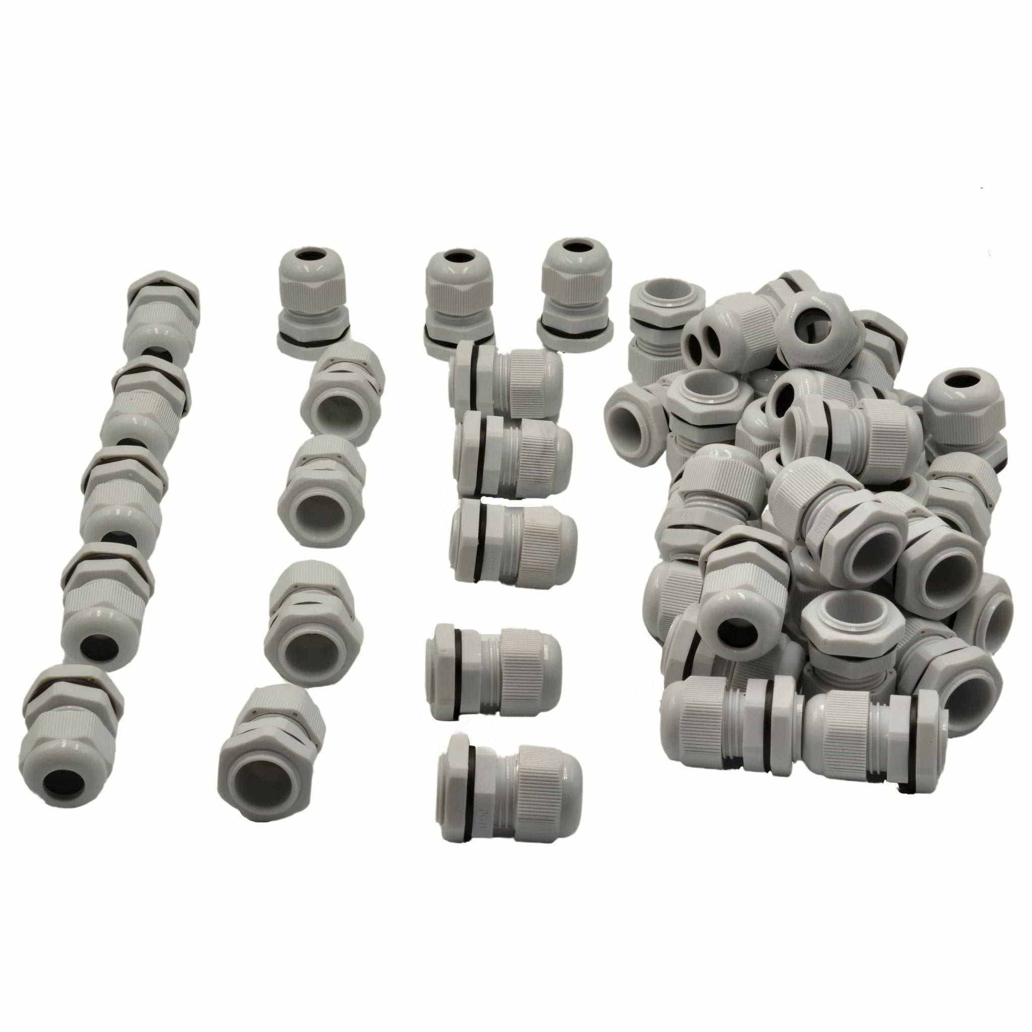50 Pack IP68 PG11 White Nylon Cable Gland 5-10mm Cable Range - Twin Eagle Imports