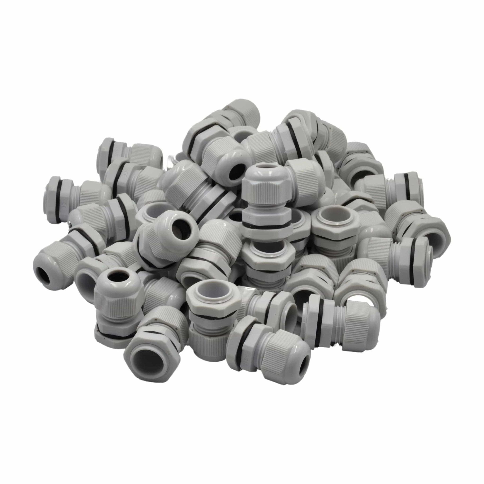 50 Pack IP68 PG11 White Nylon Cable Gland 5-10mm Cable Range - Twin Eagle Imports