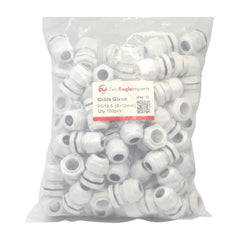 50 Pack IP68 PG13.5 White Nylon Cable Gland 6-12mm Cable Range - Twin Eagle Imports