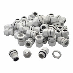 50 Pack IP68 PG13.5 White Nylon Cable Gland 6-12mm Cable Range - Twin Eagle Imports