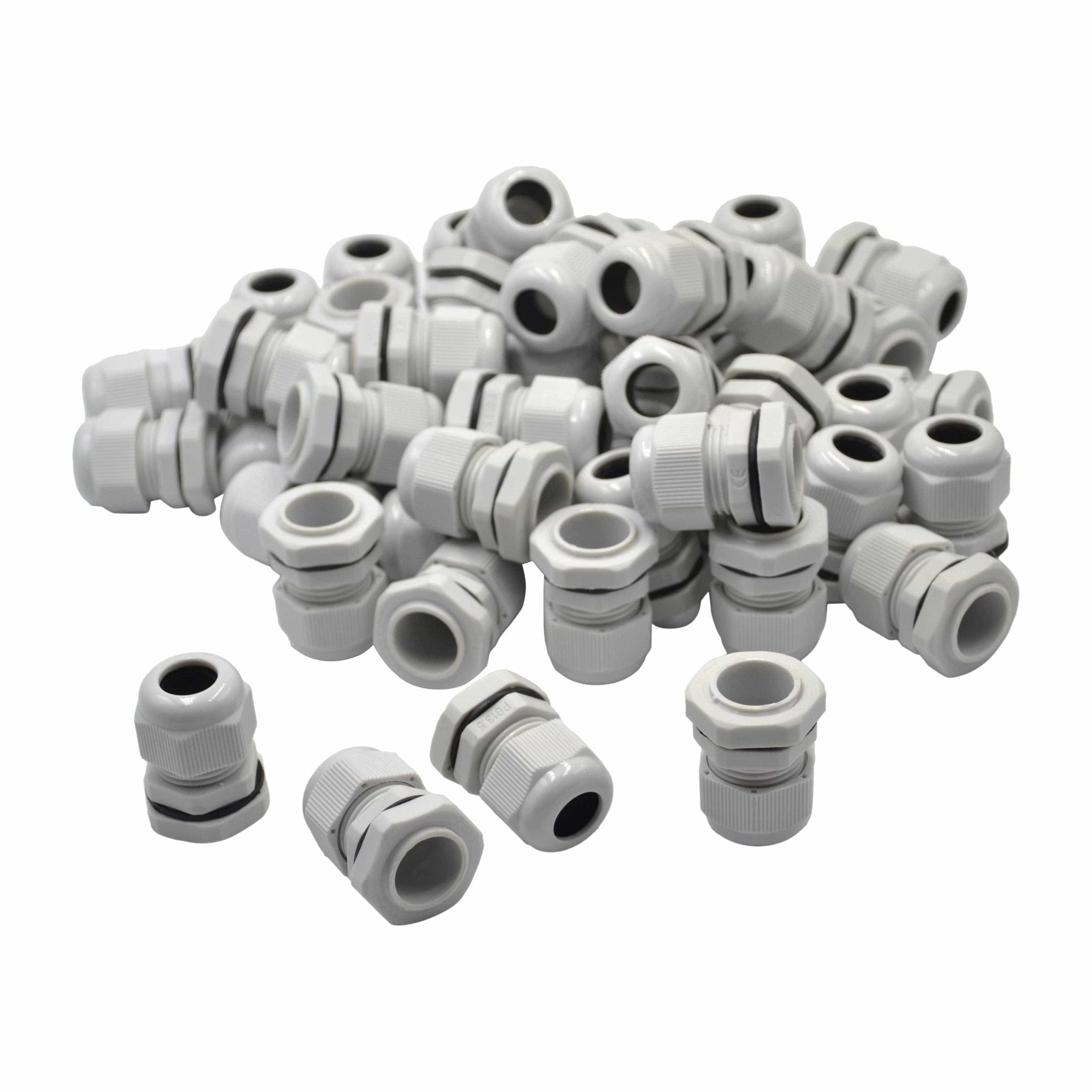 50 Pack IP68 PG13.5 White Nylon Cable Gland 6-12mm Cable Range - Twin Eagle Imports