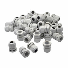 50 Pack IP68 PG13.5 White Nylon Cable Gland 6-12mm Cable Range - Twin Eagle Imports