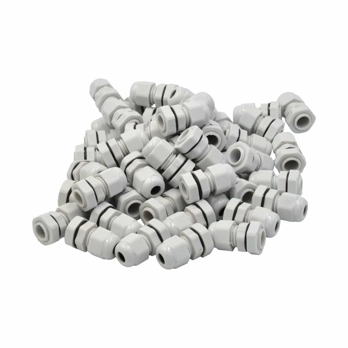 50 Pack IP68 PG7 White Nylon Cable Gland 3-6.5mm Cable Range - Twin Eagle Imports