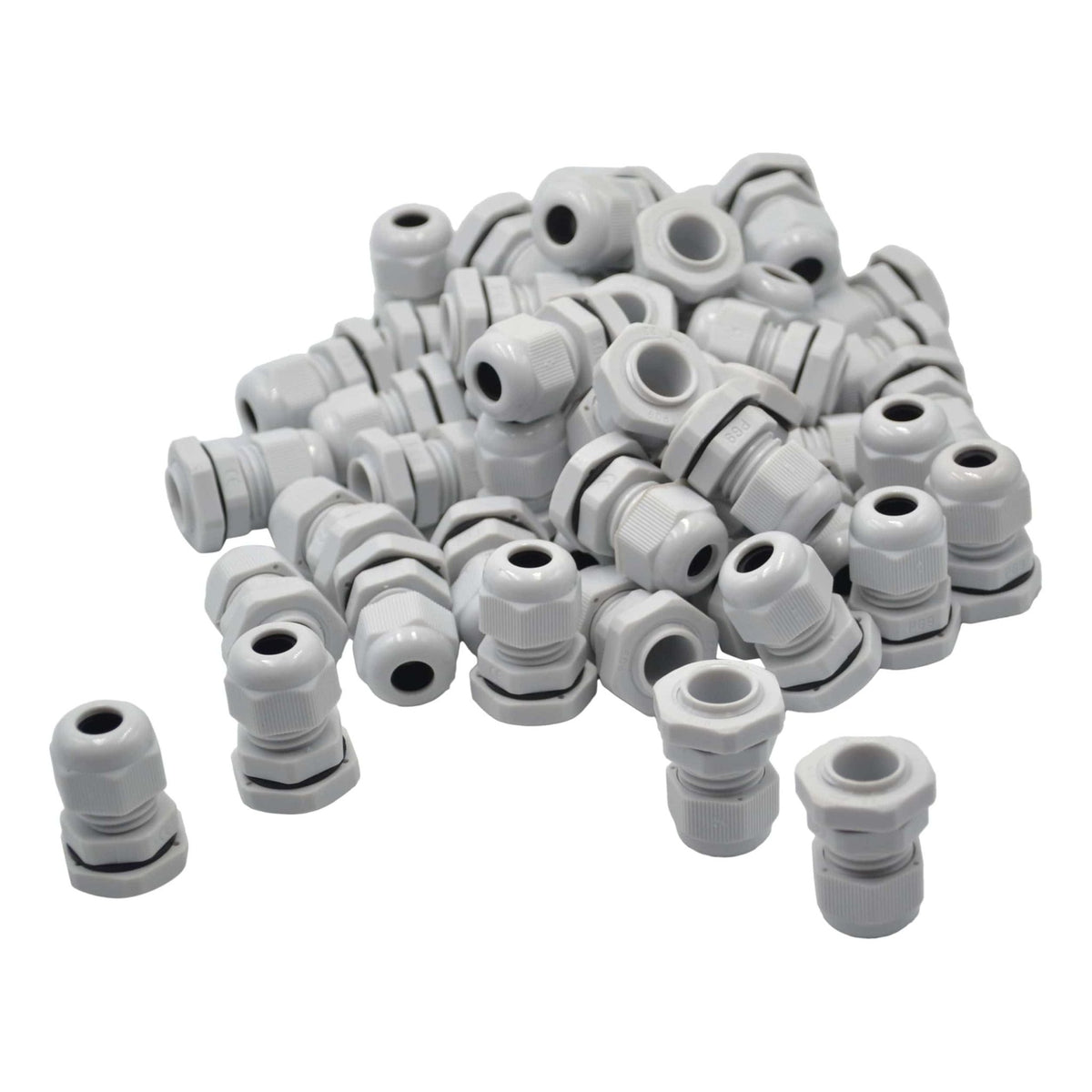 50 Pack IP68 PG9 White Nylon Cable Gland 4-8mm Cable Range - Twin Eagle Imports