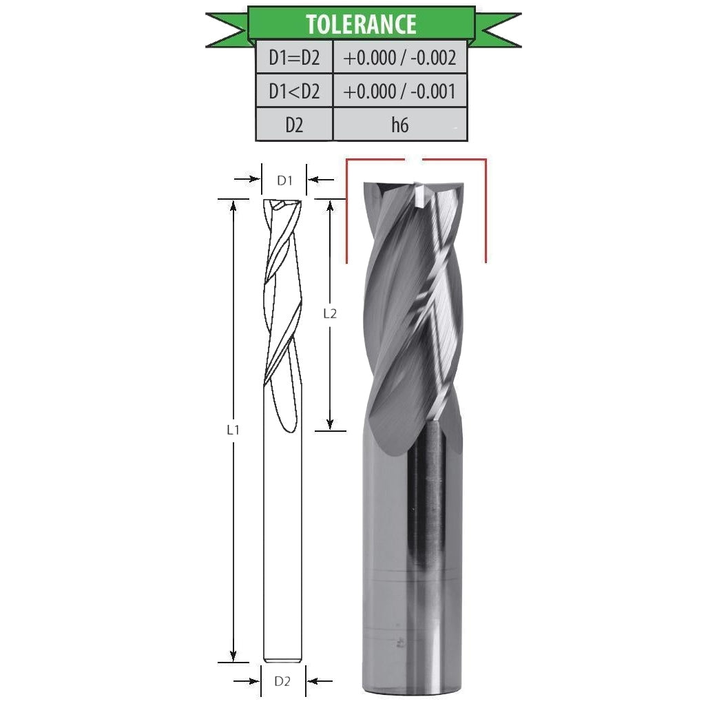 Best Carbide 5/16" 4 Flute Long Series Square End Mill – 5/16" Shank AlTiN Coated