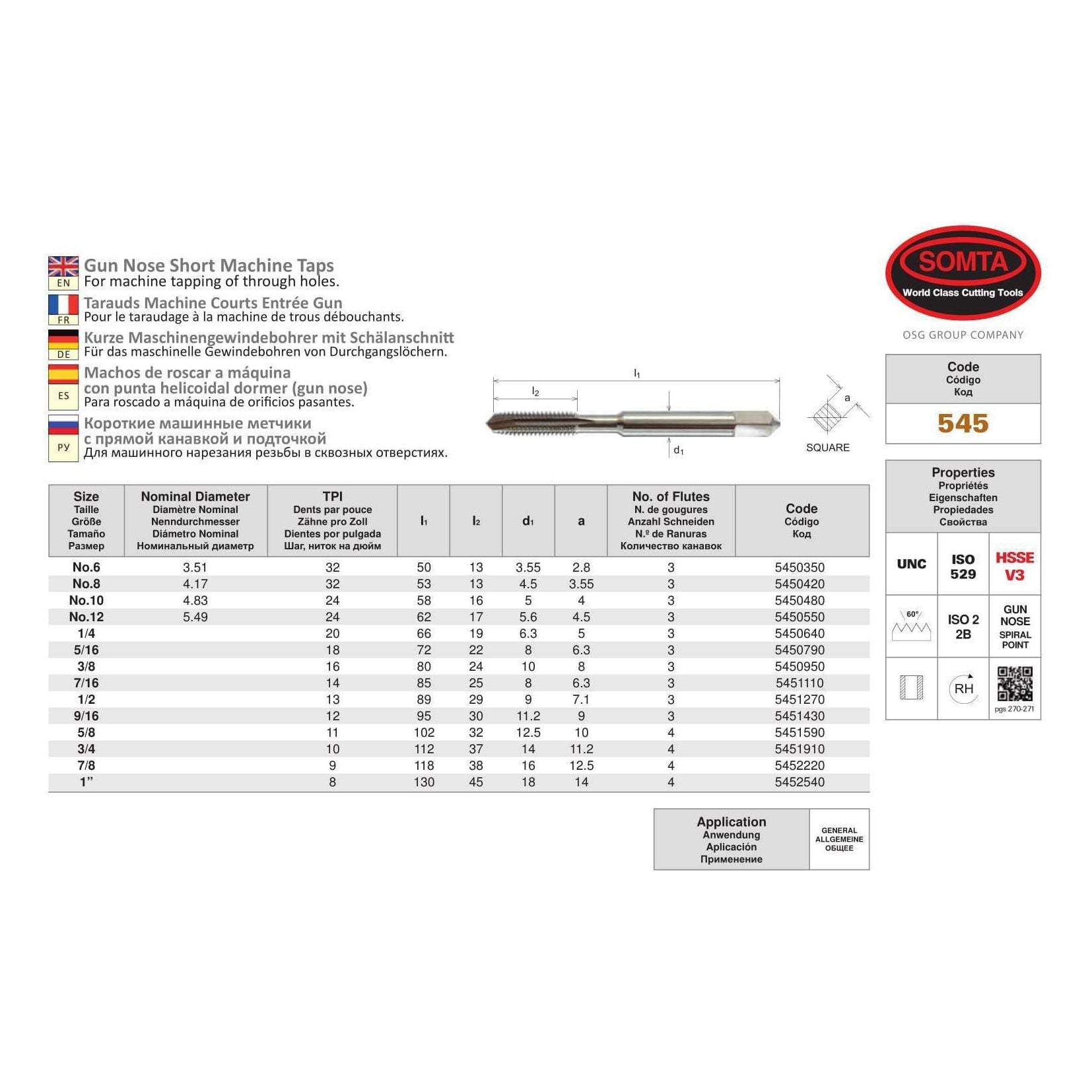 Somta Series 545 - HSS Gun Nose Tap (Standard)