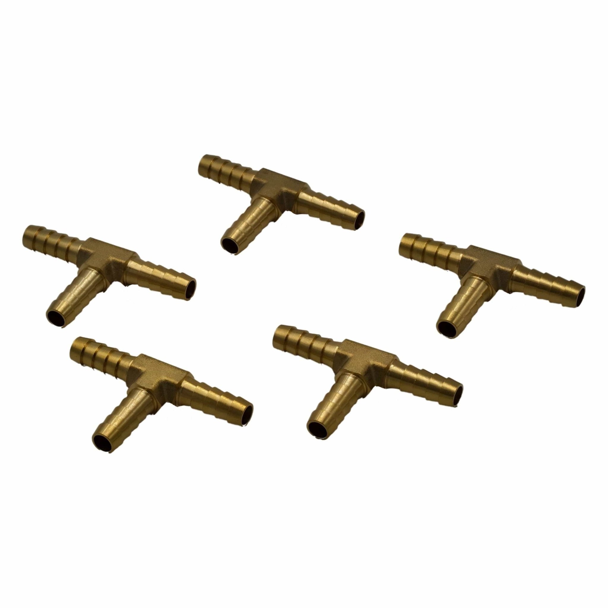 5pc 5/16" Three Way Brass Hose Barb Tee H5/16 Grab Kit - Twin Eagle Imports