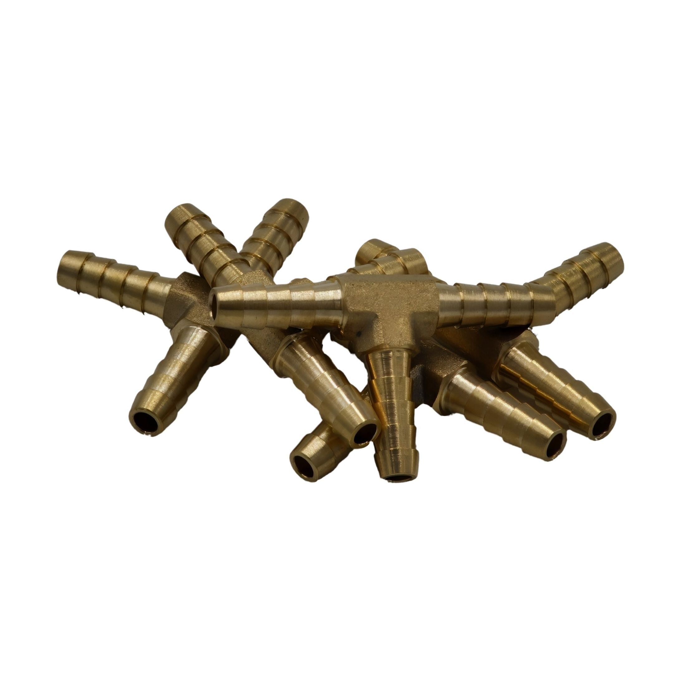 5pc 3/16" Three Way Brass Hose Barb Tee H6 Grab Kit