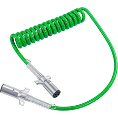 7 Way Trailer 15 FT Green ABS Long Tail Spiral Electrical Power cord - Twin Eagle Imports