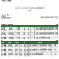Insize Stainless Steel Ruler 300mm/12" Range Series 7110-3001