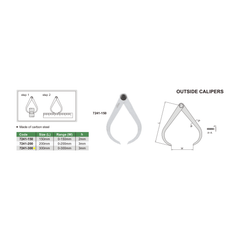 Insize Outside Caliper 0-300mm Range Series 7241-300