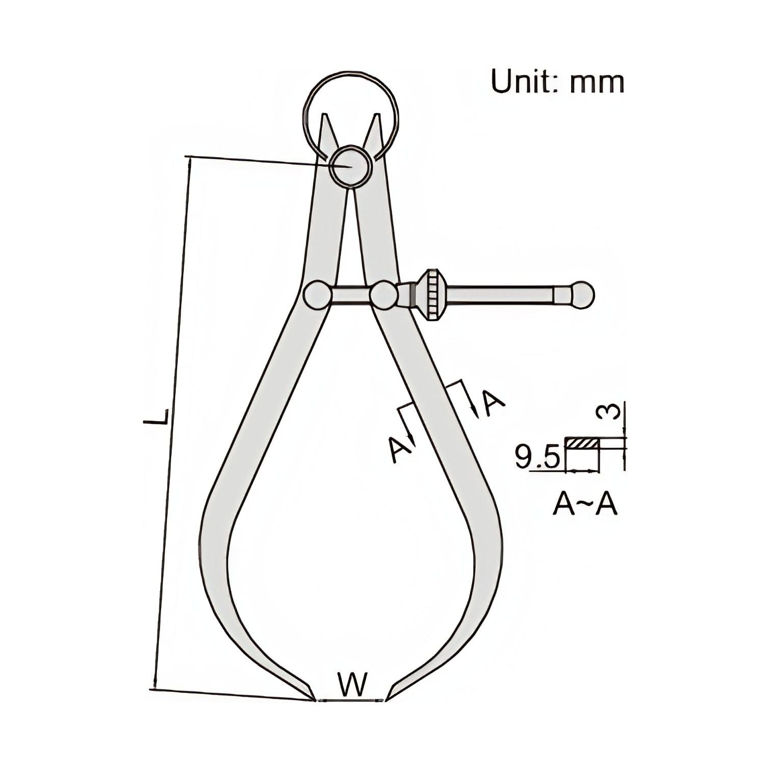 Insize Outside Spring Caliper 0-140mm Range Series 7262-150