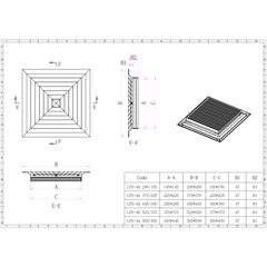 Ductsure White Aluminium Vent Grille – Square Face Slat (370 x 370 mm) - LFD-4A 370/225