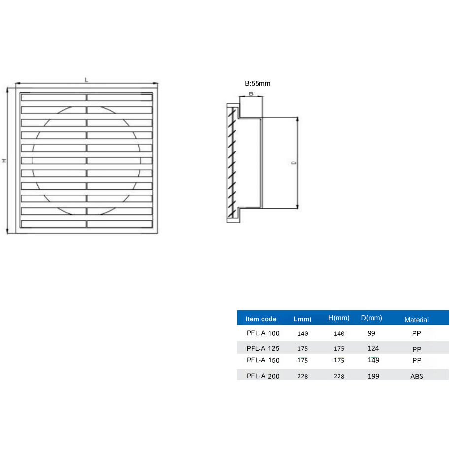 Twin Pack PFL125 Ductsure Ducting Wall Vent : Fixed Louver - Φ125