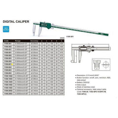 Insize Long Jaw Digital Caliper  0- 500mm / 0-20" Range Series 1106-501