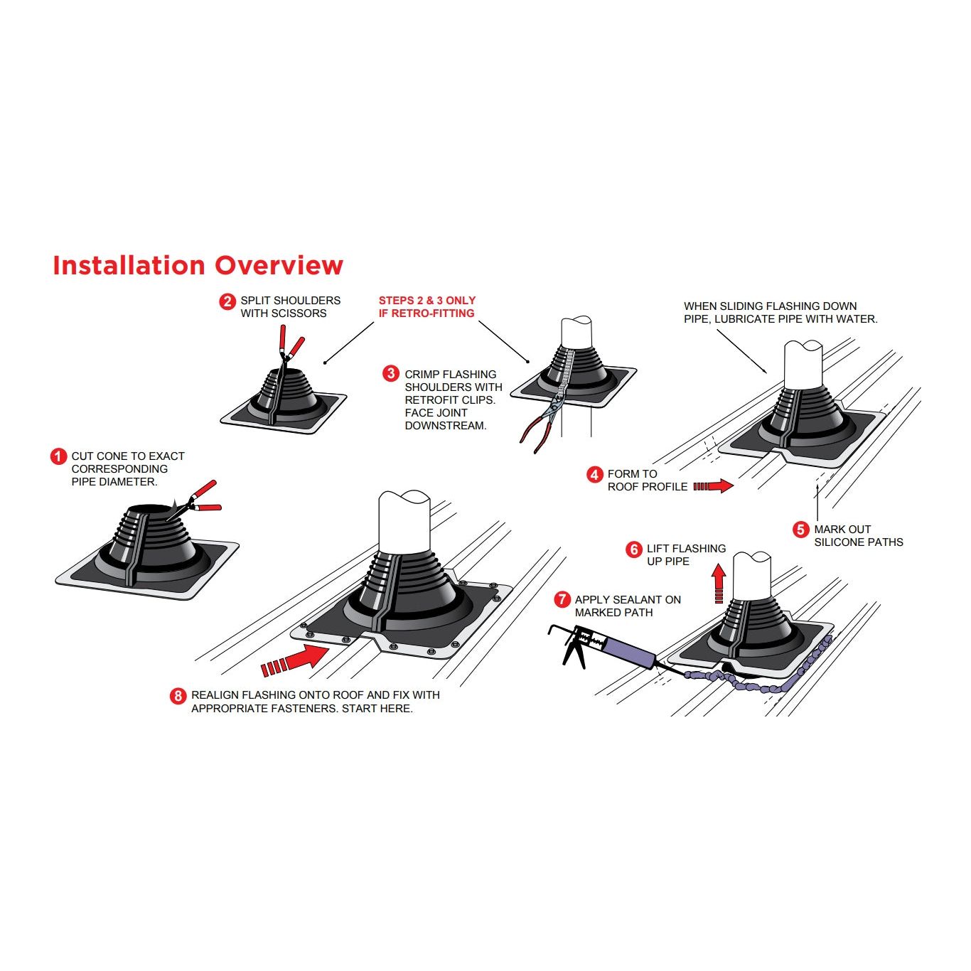 Aquaseal Aquadapt #3 Roof Pipe Flashing Black 40-90mm