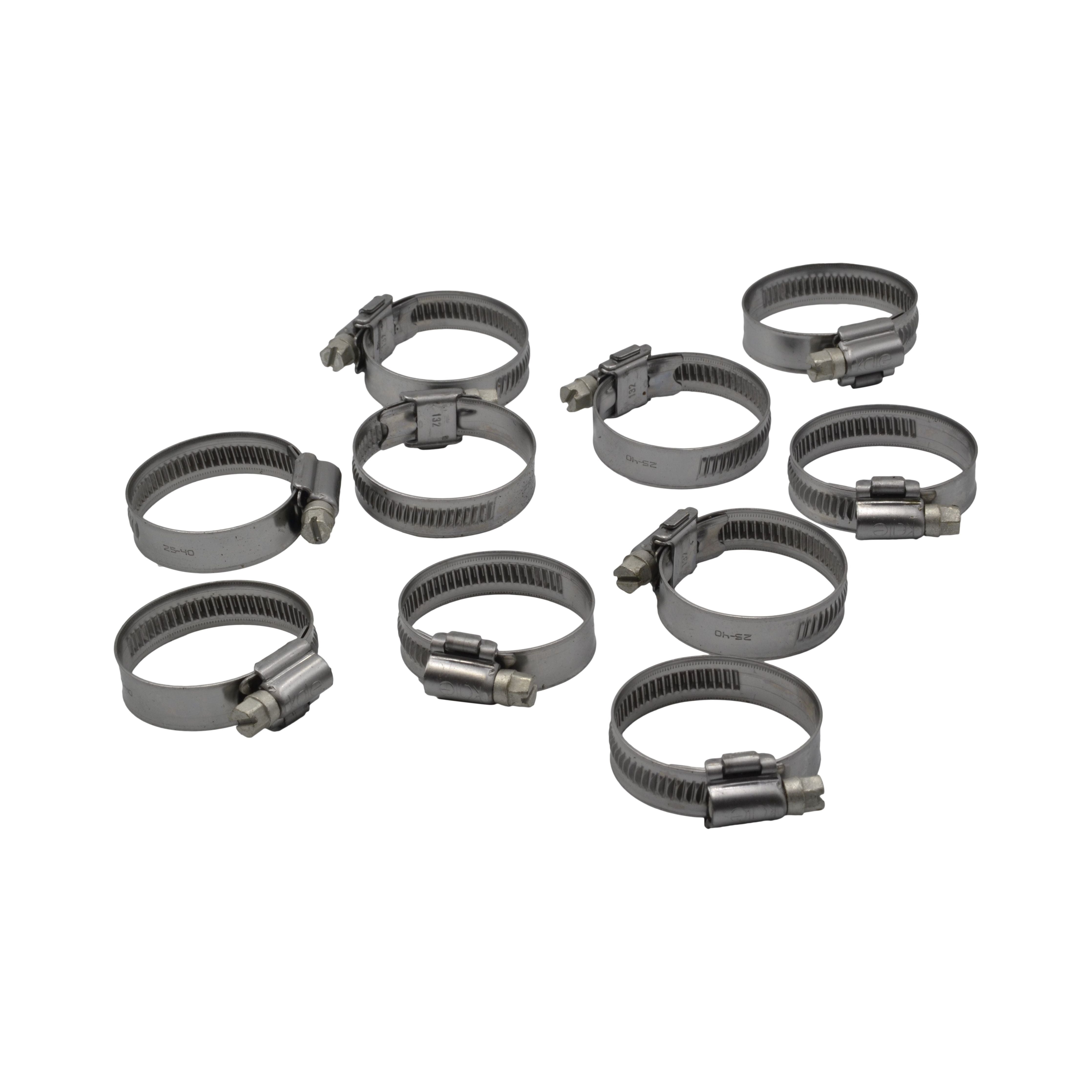 10 Piece Kale 304 Stainless Steel 25-40mm Worm Drive Hose Clamp