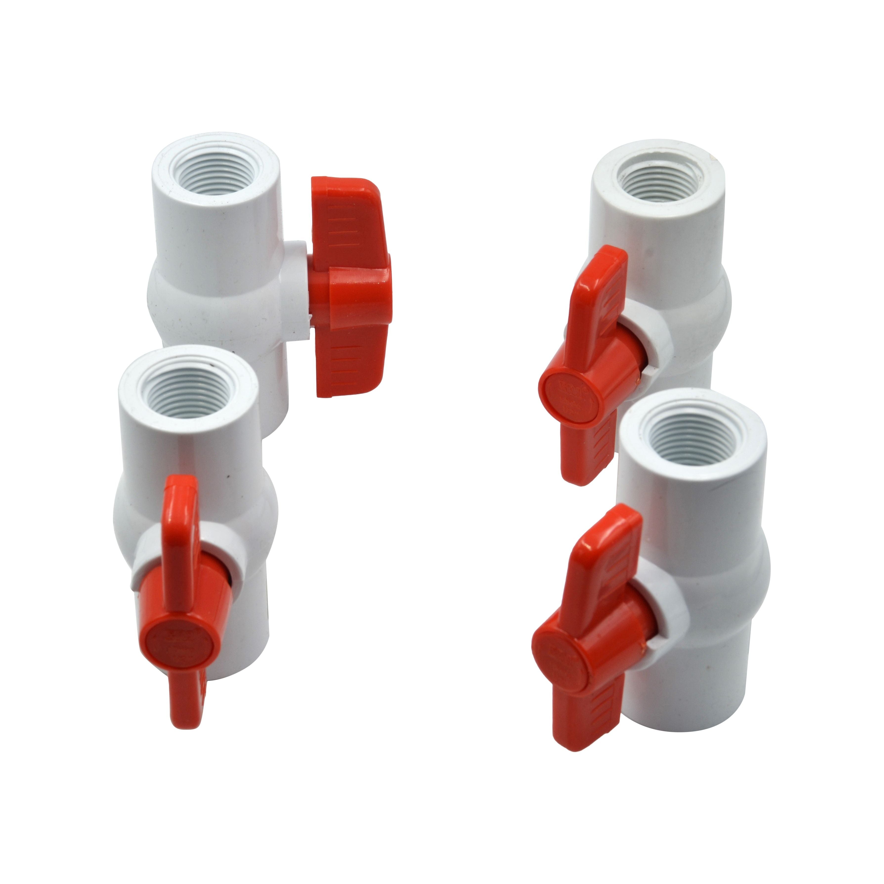 4pcs PVC Pipe Female/Female 1/2 BSP Thread Ball Valve