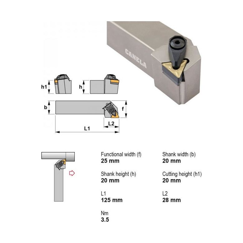 Canela Dimple Lock Turning Tool Holder DTGNL2020K16-N 20mm Shank