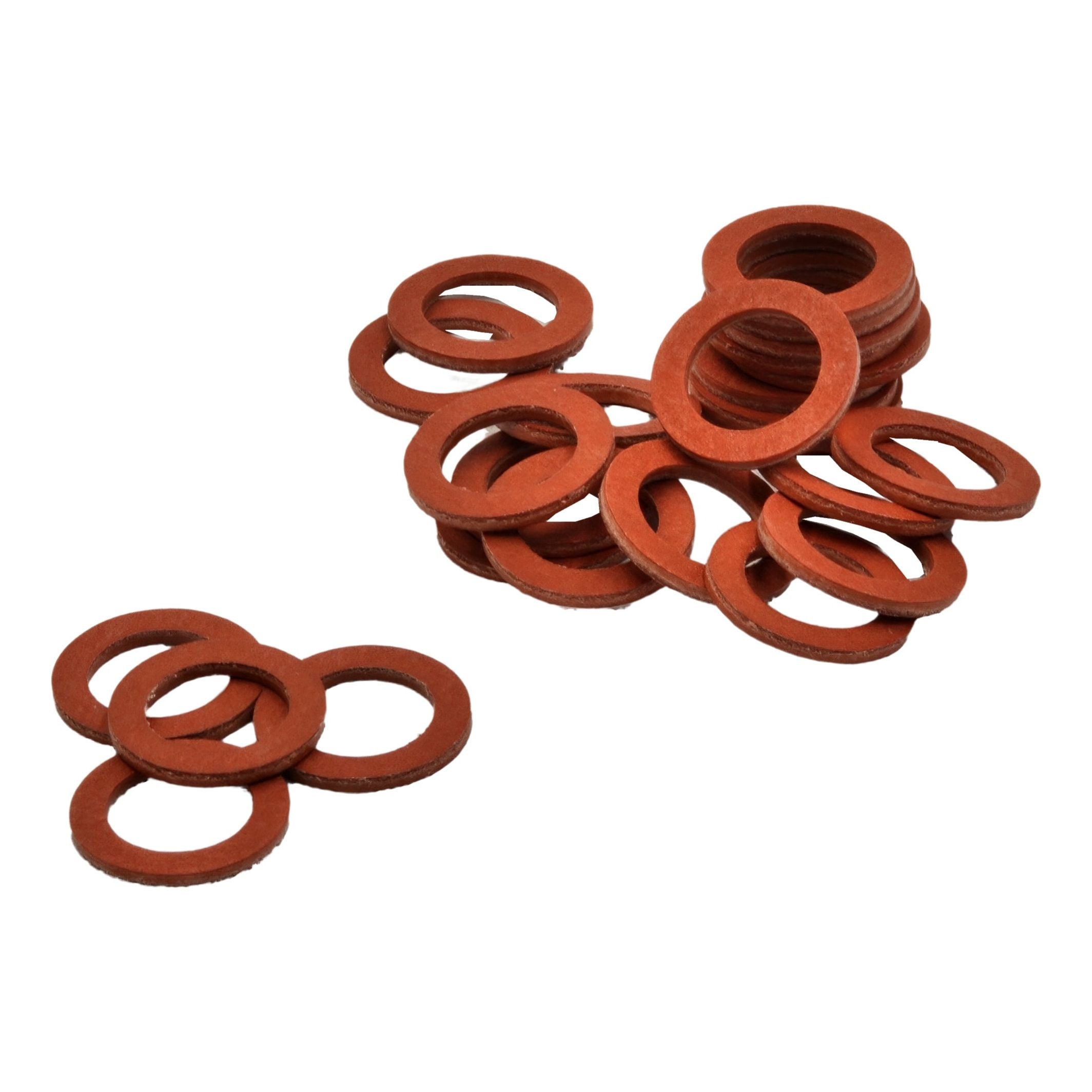 25pk  M16.6x11x1.5mm Red Fibre Flat Washers