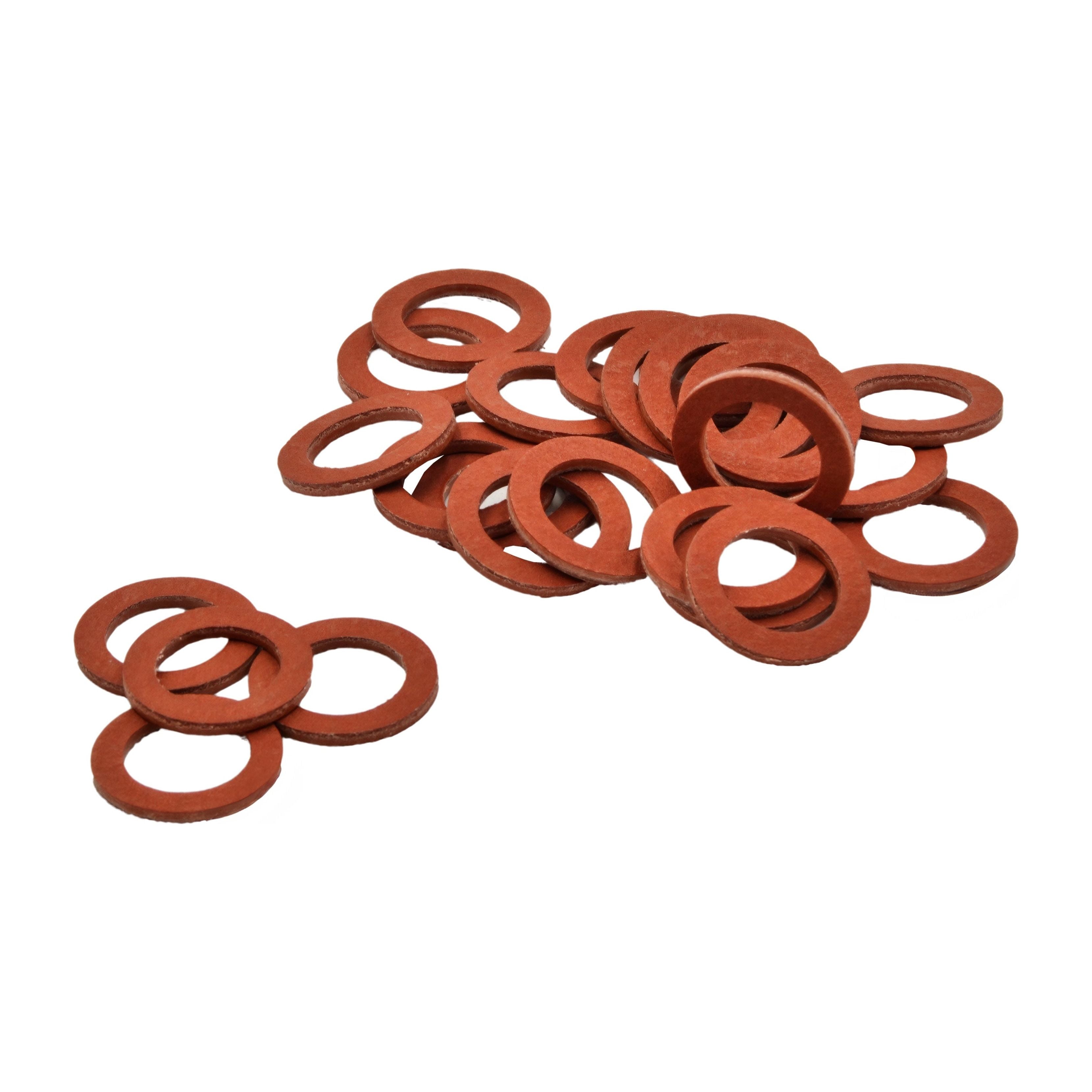 25pk  M16.6x11x1.5mm Red Fibre Flat Washers