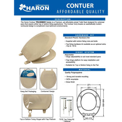 Haron TS-008 IV IVORY DIAMOND CONTOUR Toilet Seat