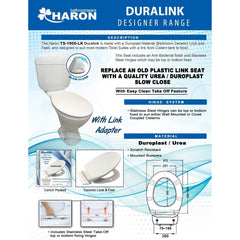 Haron TS-1900-LK MIAMI Link Slow Close Toilet Seat – Suits 260mm