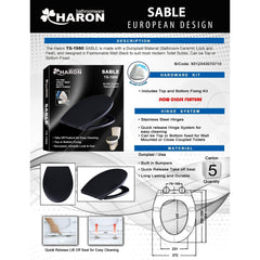 Haron TS-1980 SABLE Slow Close Toilet Seat (Matt Black)