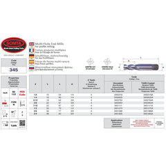 Somta Multi Flute 3/16" HSS-Co8e Multi-Purpose End Mill