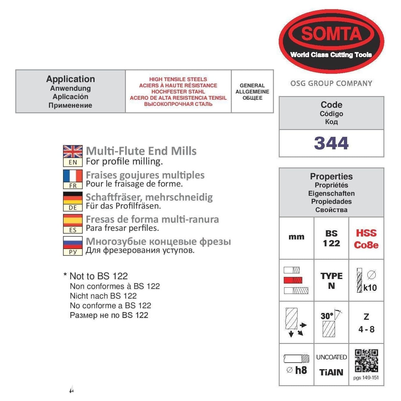 Somta Multi Flute 7mm HSS-Co8e Multi-Purpose End Mill