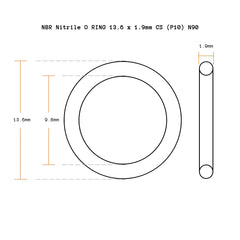 25 Pack NBR Nitrile O RING 13.6 x 1.9mm CS (P10) N90