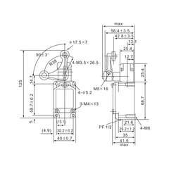 WLCA32-41 Adjustable Stainless Steel Roller Limit Switch Diagram