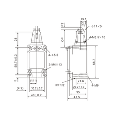 WLD1 Top-Roller Stainless Plunger Limit Switch Diagram