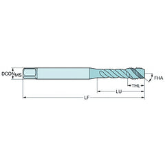 Sandvik HSS-PM Blue Spiral Flute PVD FeN coated Tap 1/4" UNC, DIN 2184-1 Short Body