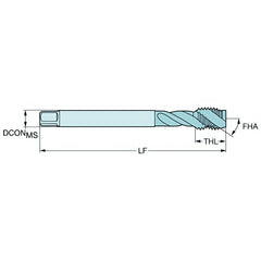 Sandvik HSS-PM Blue Spiral Flute PVD FeN coated Tap 1/2" UNC, DIN 2184-1 Long Body
