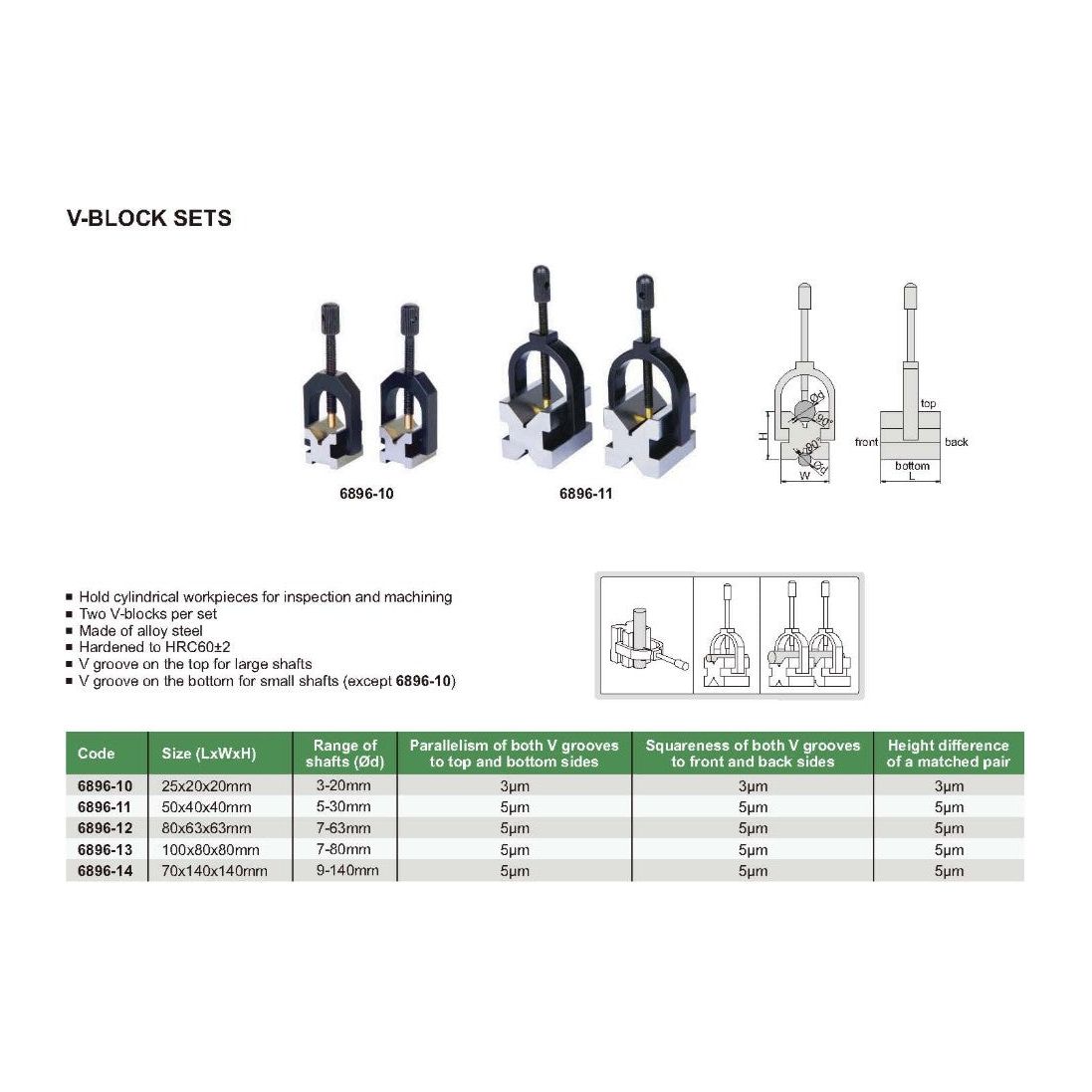 Insize V-Block Set 50×40×40 mm Series 6896-11