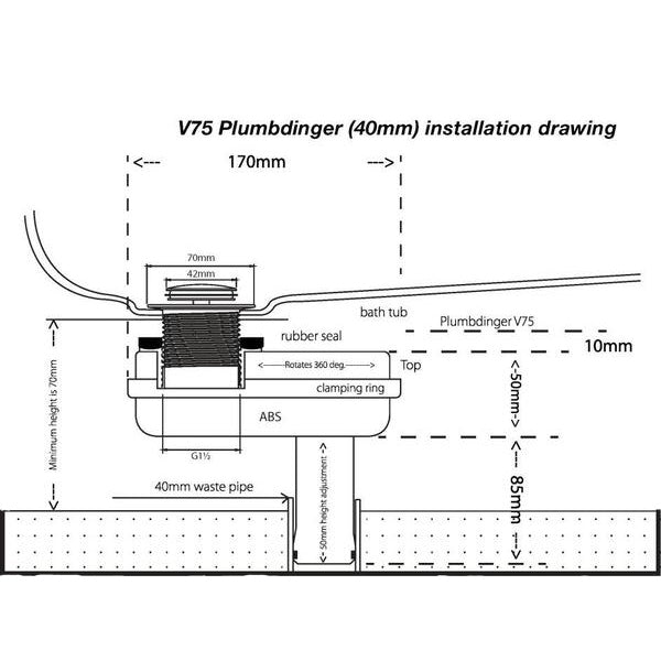 V75-DF Plumbdinger - Space Saving Bath Waste Solutions for Slab-On-Ground Installations