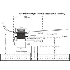 V75-DFK Plumbdinger - Space Saving Bath Waste Solutions for Slab-On-Ground Installations