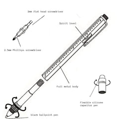 Full Metal Body 6-in-1 Multi-Function Tool White Engineers Pen