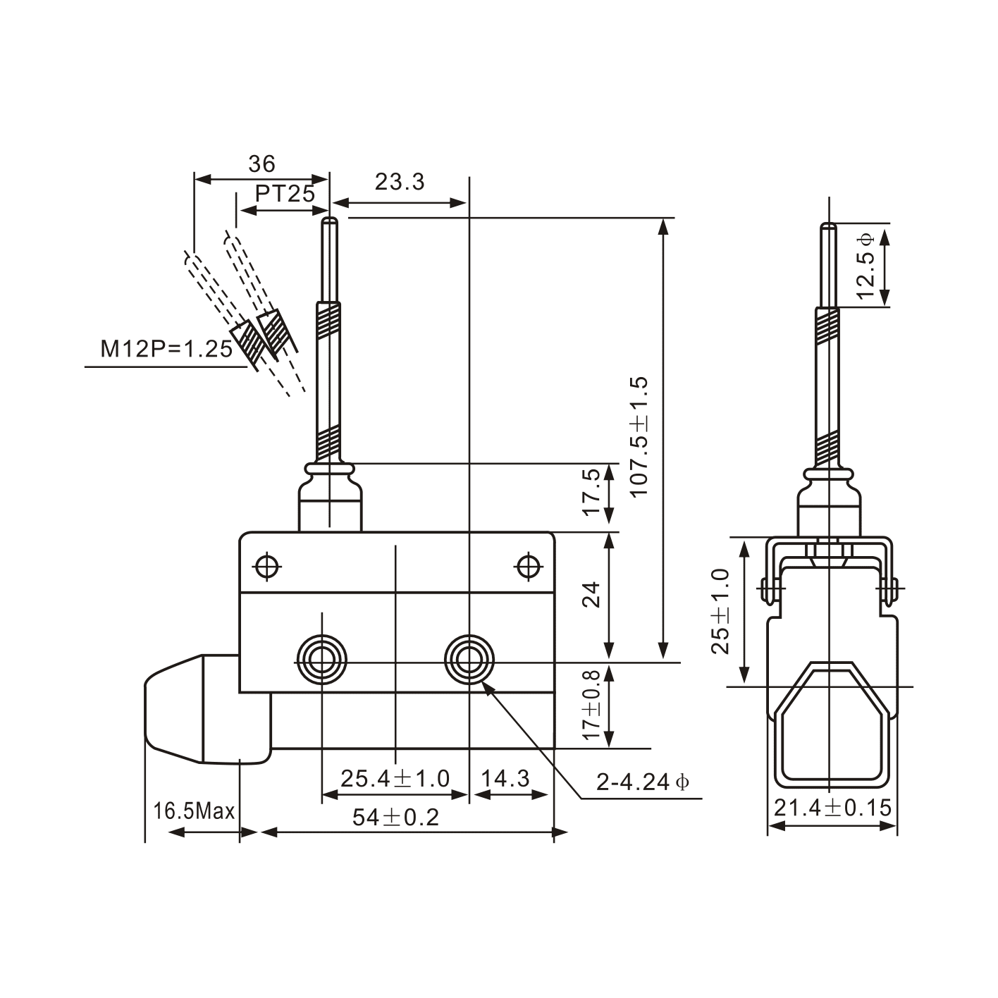 AZ-7166 Plastic Plunger on Spring Loaded Element Limit Switch - Twin Eagle Imports