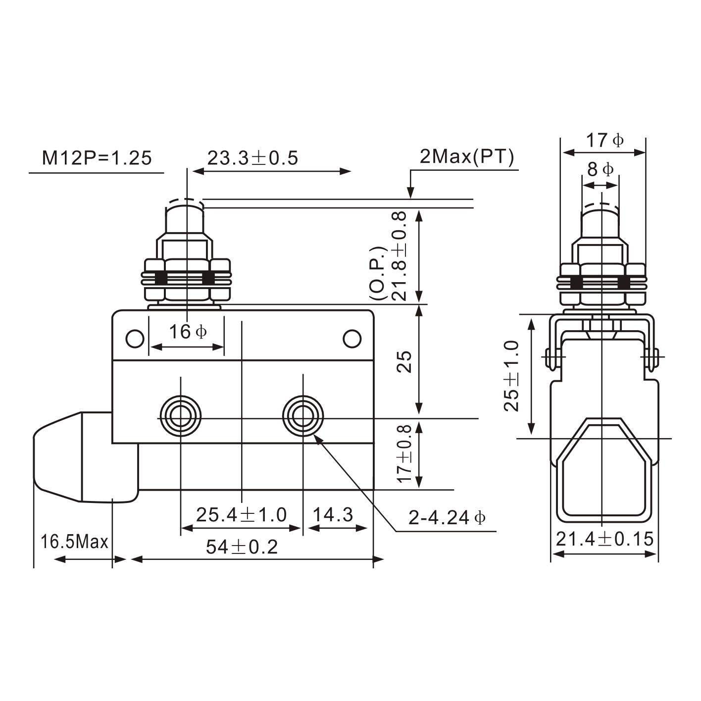 AZ-7310 Push Type, Side Mounting Limit Switch - Twin Eagle Imports