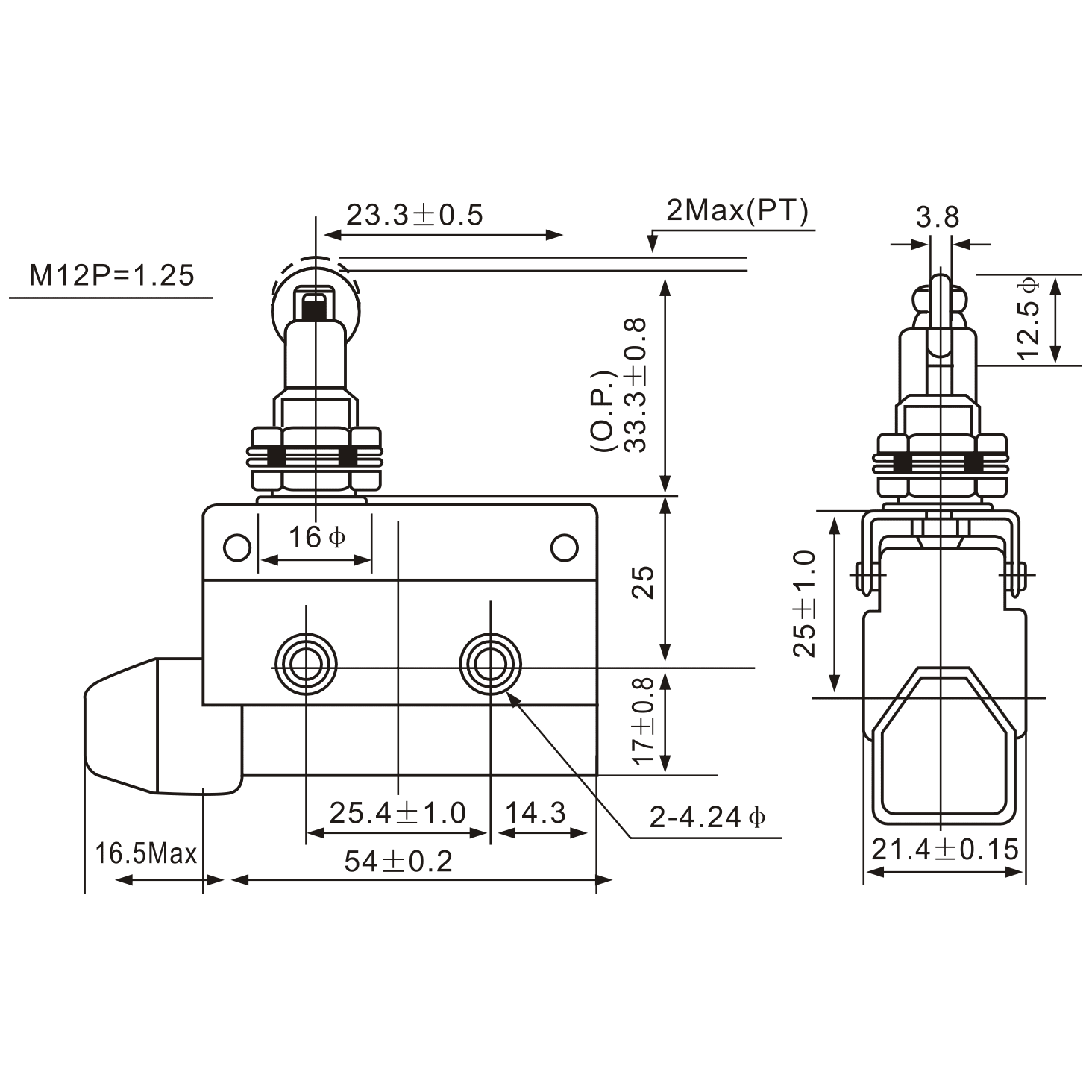 AZ-7311 Panel Mount Roller Plunger Sensitive Metal Enclosed Limit Switch - Twin Eagle Imports