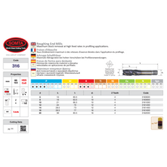 Somta Series 316 – 20.0 mm HSS-Co8 Roughing End Mills