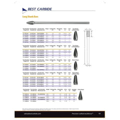 BEST CARBIDE CARBIDE BURRS Best Carbide - SA5L6 1/2" Double Cut Long Series Carbide Burr