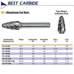 BEST CARBIDE CARBIDE BURRS Best Carbide - SF1NF 1/4" Aluminium Cut Carbide Burr