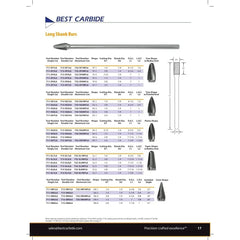 BEST CARBIDE CARBIDE BURRS Best Carbide - SF3NFL6 3/8" Aluminium Cut Long Series Carbide Burr