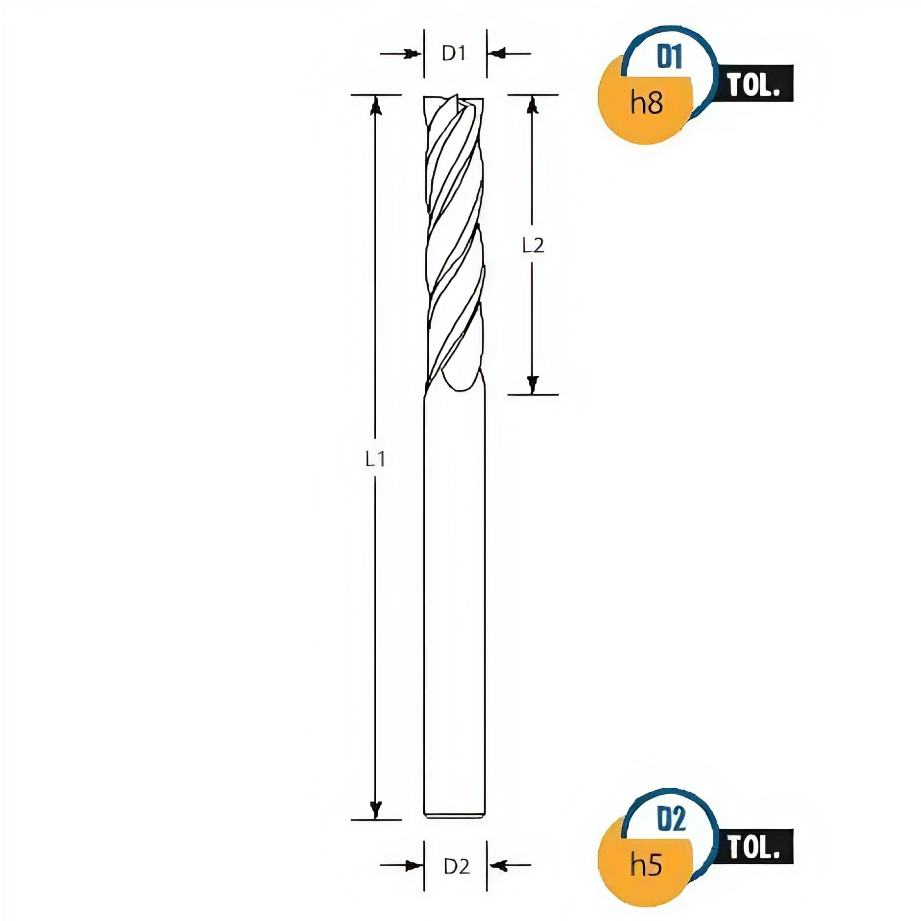 BEST CARBIDE Manufacturing Best Carbide Regular Length AITiN coated 4-Flute End Mill 2mm, Square End