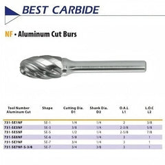 Best Carbide - SE3NF 3/8" Aluminium Cut Carbide Burr - Twin Eagle Imports