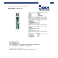 BORDO DRILLS Bordo 33/64" HSS Reduced Shank Drill